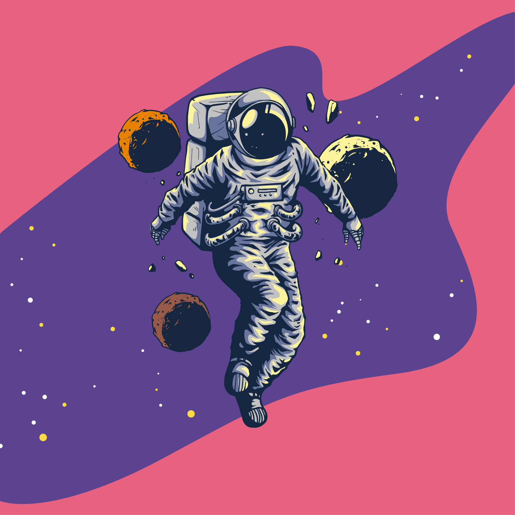 Poster for teenager hand drawn astronaut flying style - TenStickers