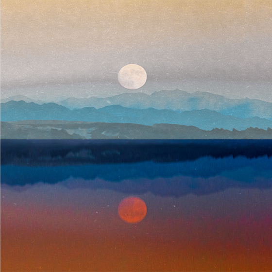 Living room poster space beautiful moon design - TenStickers