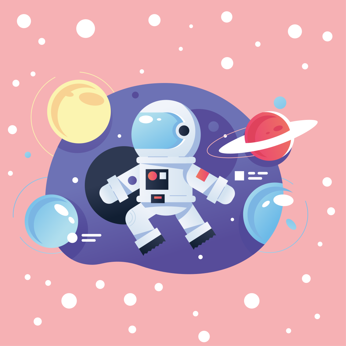 Nursery poster with various spaceman symbols - TenStickers