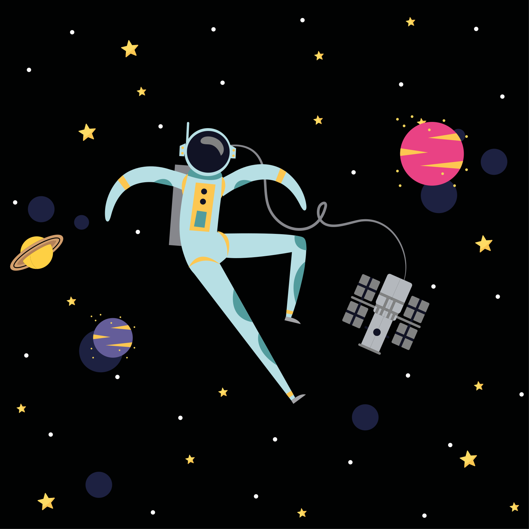 Nursery poster floating spaceman illustration - TenStickers