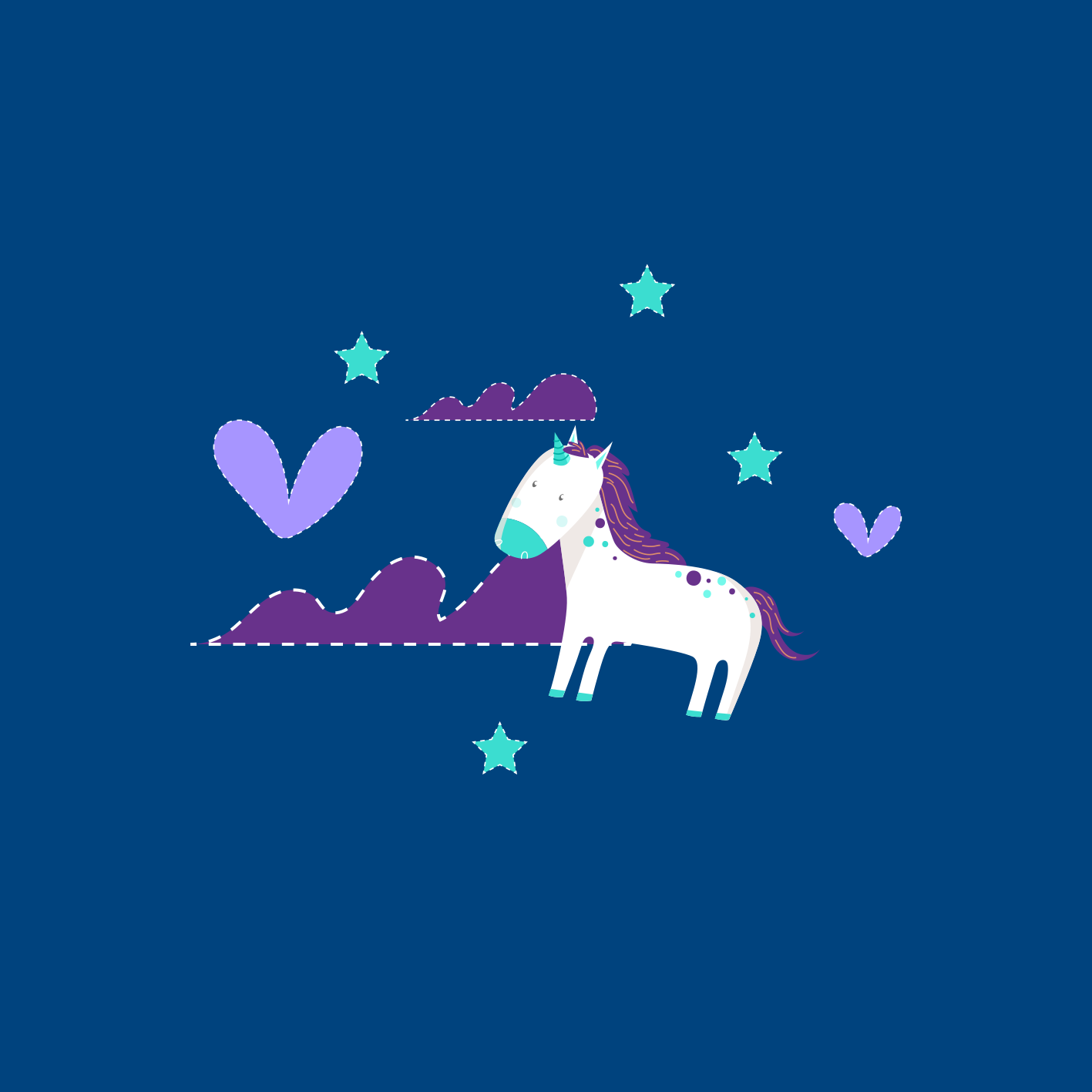 Nursery poster cute unicorns with clouds and stars - TenStickers