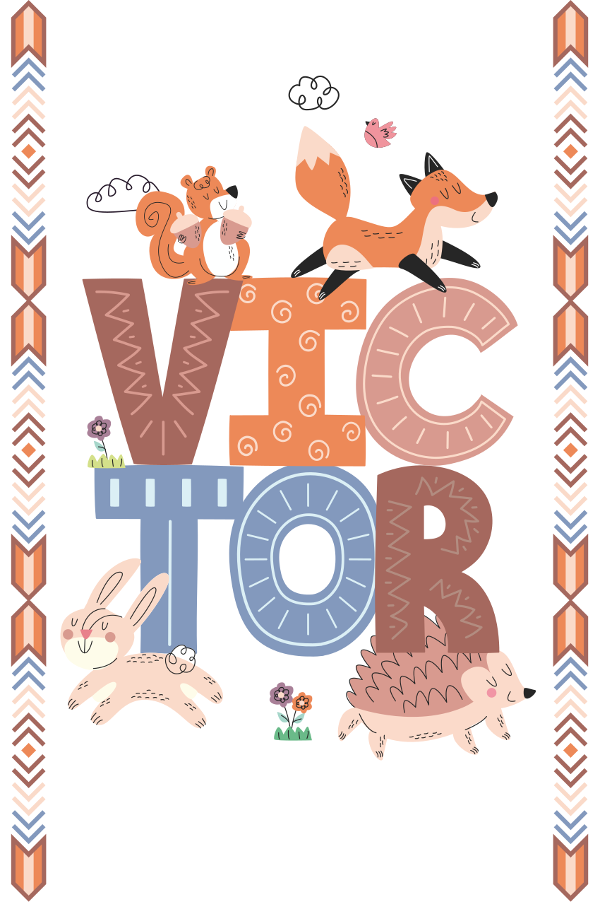 Nursery poster featuring named forest animals - TenStickers