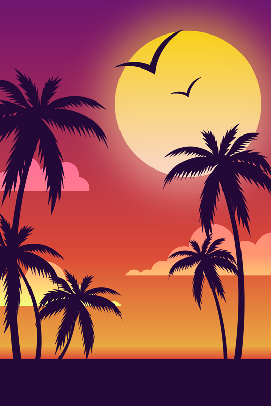 Landscape poster 70s sunset vertical - TenStickers