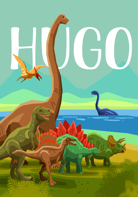 Dinosaur custom name  poster - TenStickers