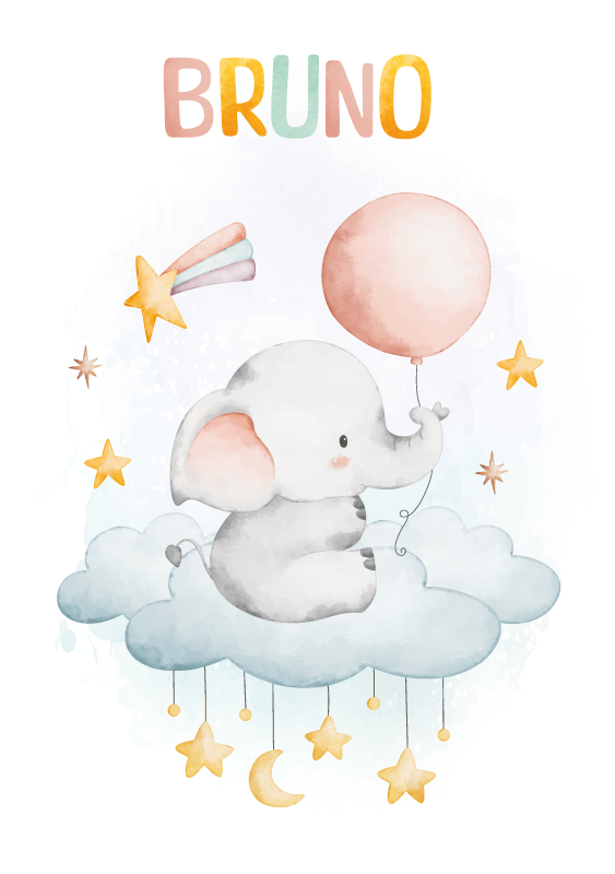 elephant on a cloud nursery poster - TenStickers