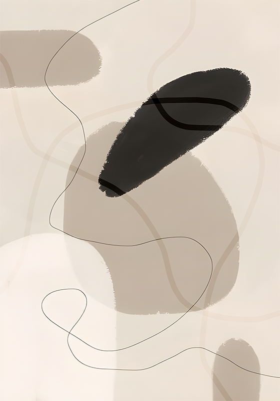 beige shades and shapes abstract poster - TenStickers