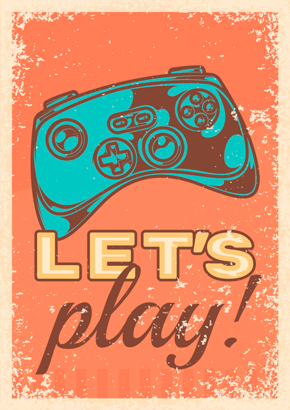 "Let's play" retro style video game poster - TenStickers