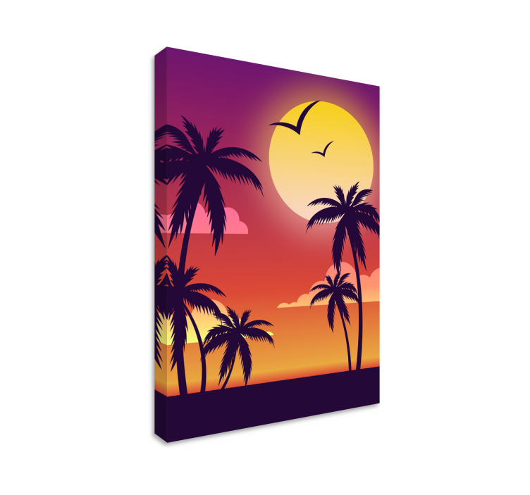 70's sunset vertical landscape canvas - TenStickers
