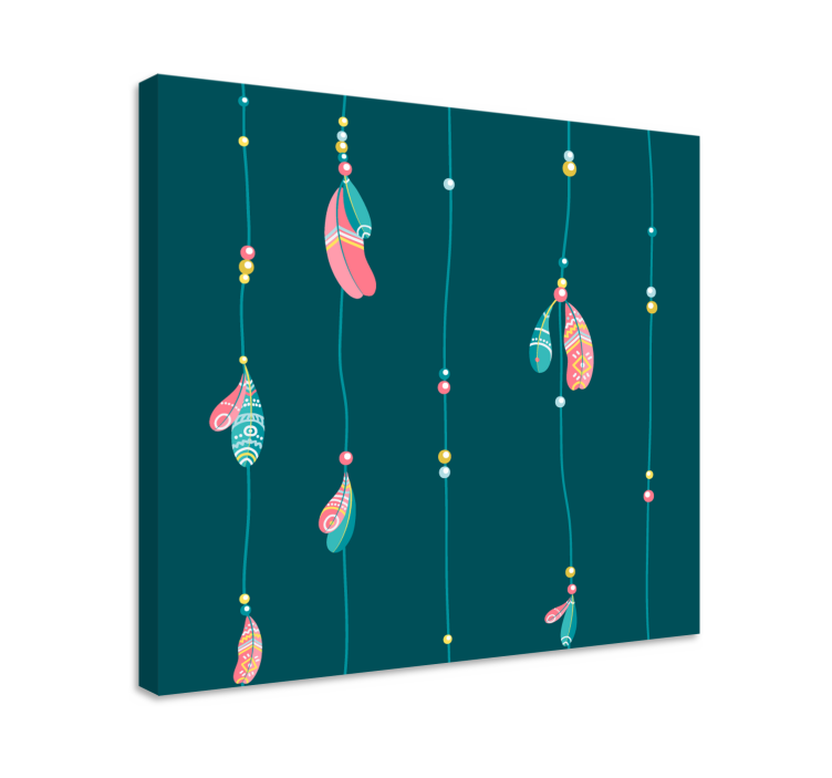 Indian blue feathers hanging canvas wall art - TenStickers