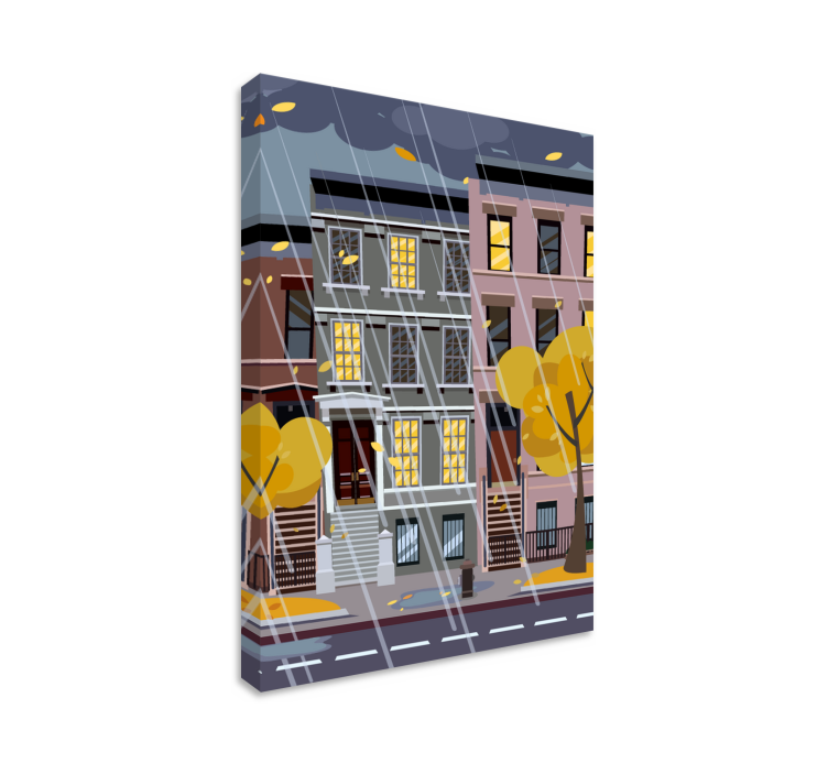 Cityscape wall art urban rainy scene - TenStickers