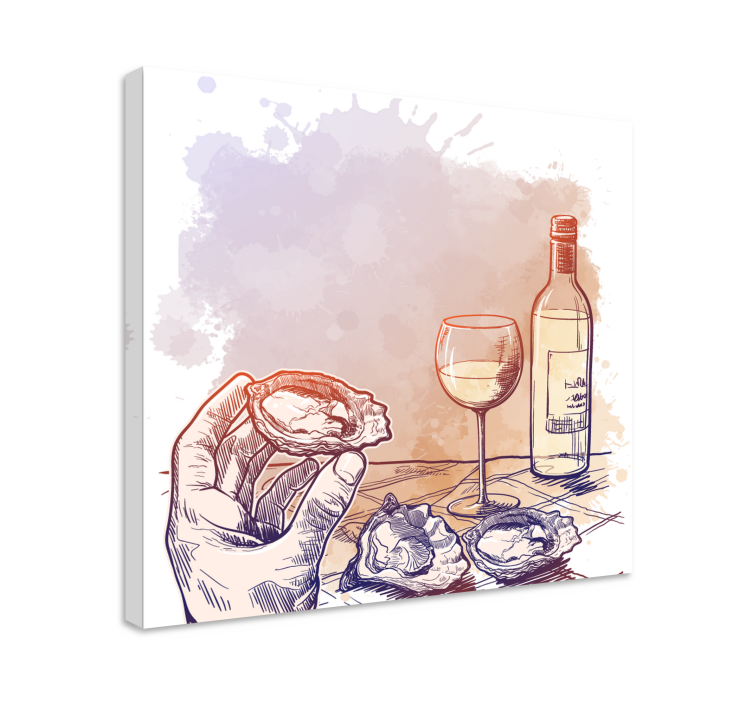 Bottle and cups of wine  fruit canvas - TenStickers