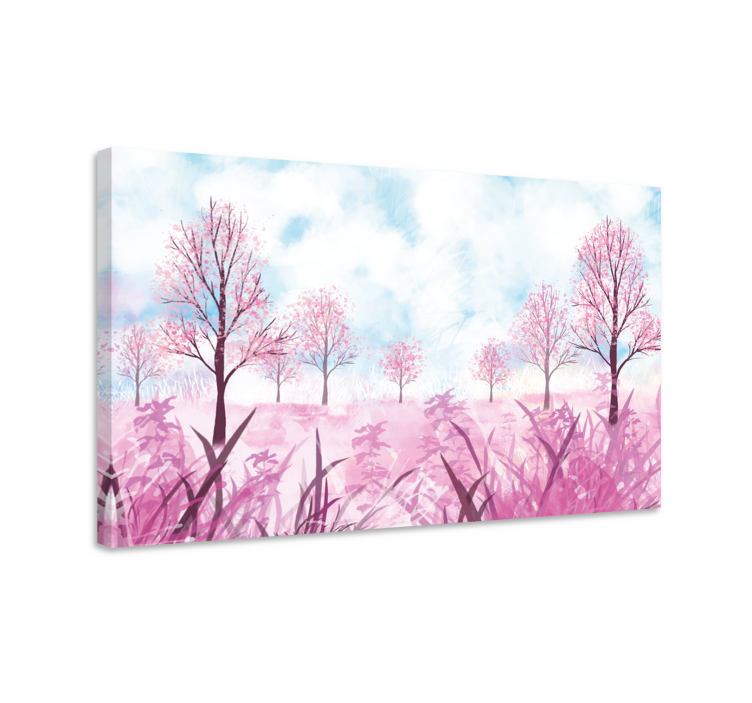 Flowers canvas pink blossoms landscape art - TenStickers