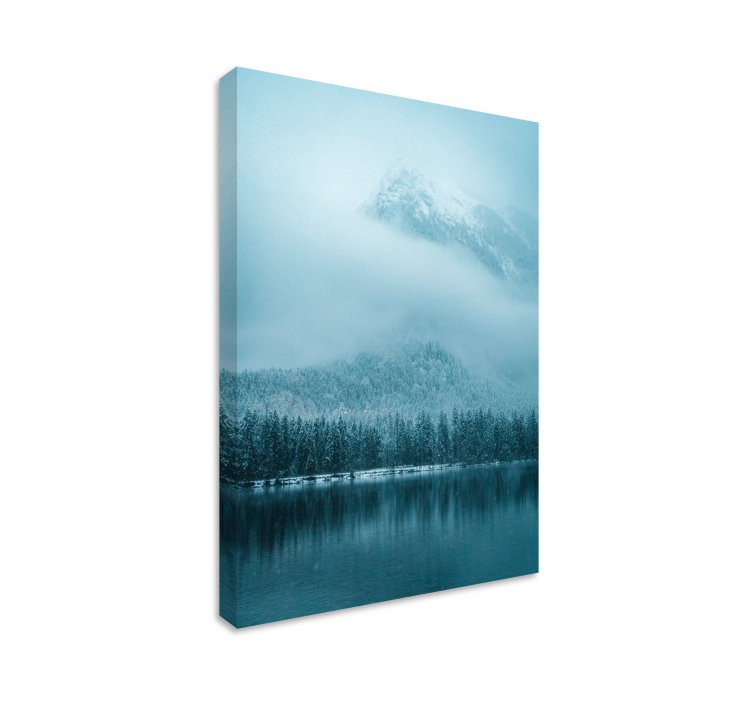 Landscape canvas foggy mountain reflection - TenStickers