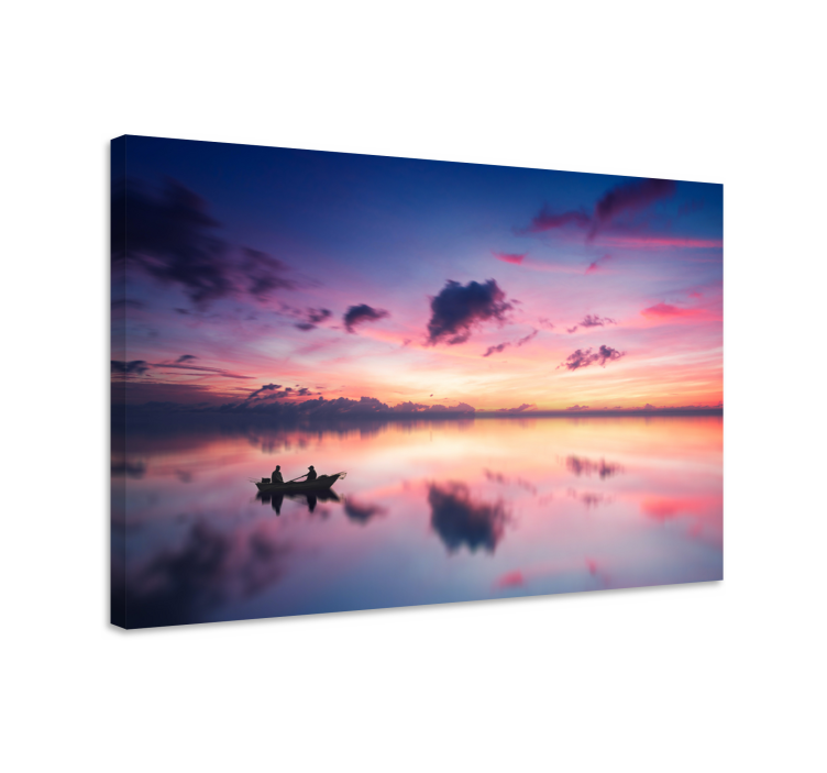 Lake sunset landscape canvas - TenStickers