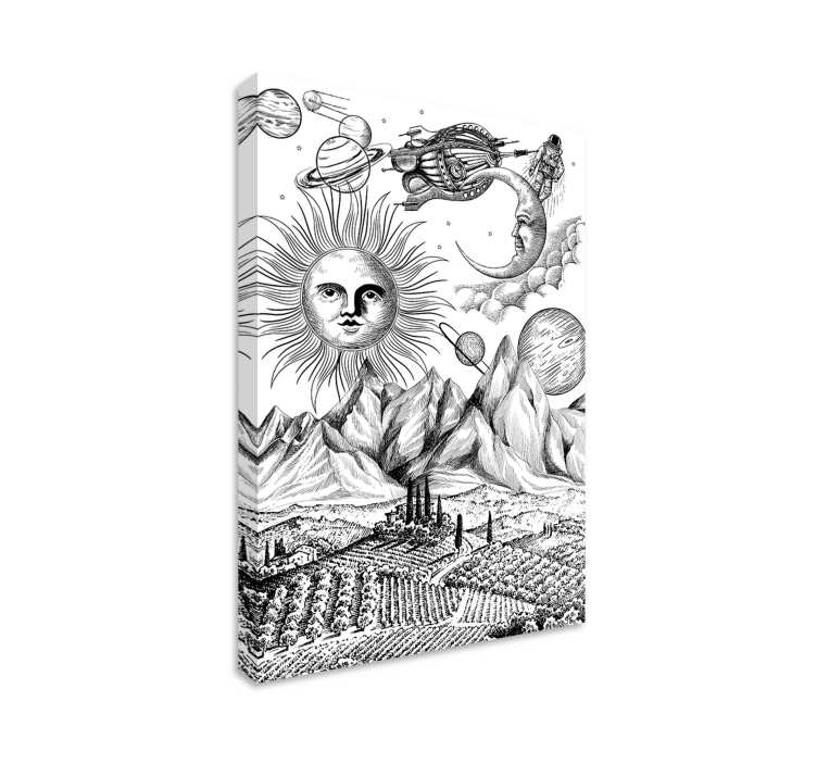 SUN AND PLANETS abstract wall art  1 - TenStickers