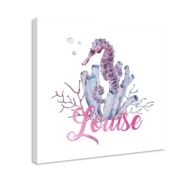 Nautical canvas art seahorse and coral - TenStickers