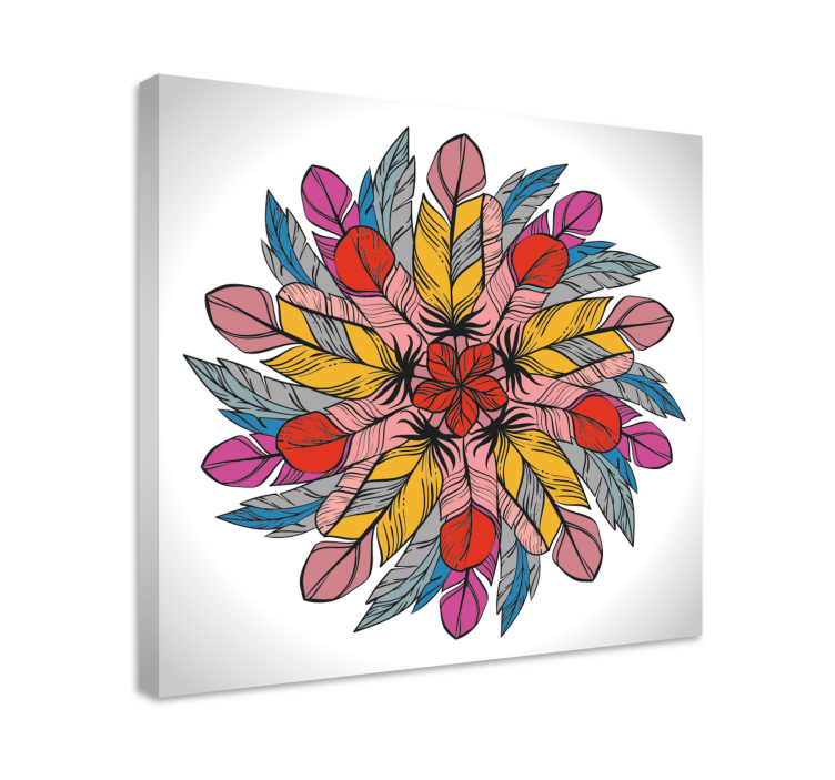 Mandala made of feathers canvas wall art - TenStickers