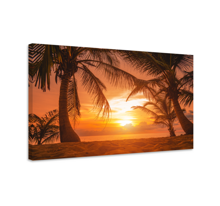 Sunset on beach headboard canvas prints - TenStickers