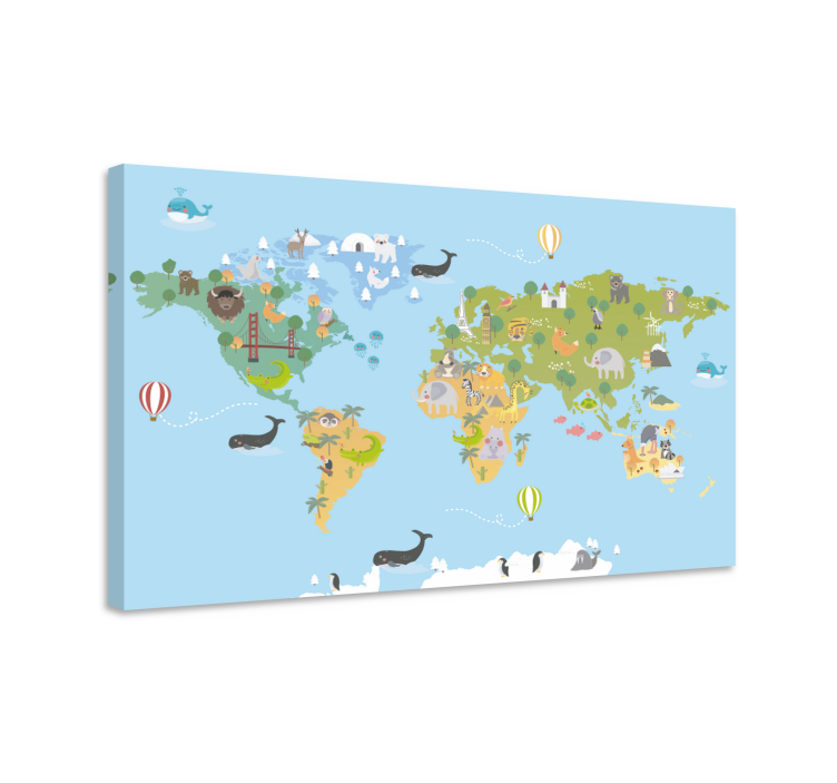 Children map world map canvas - TenStickers