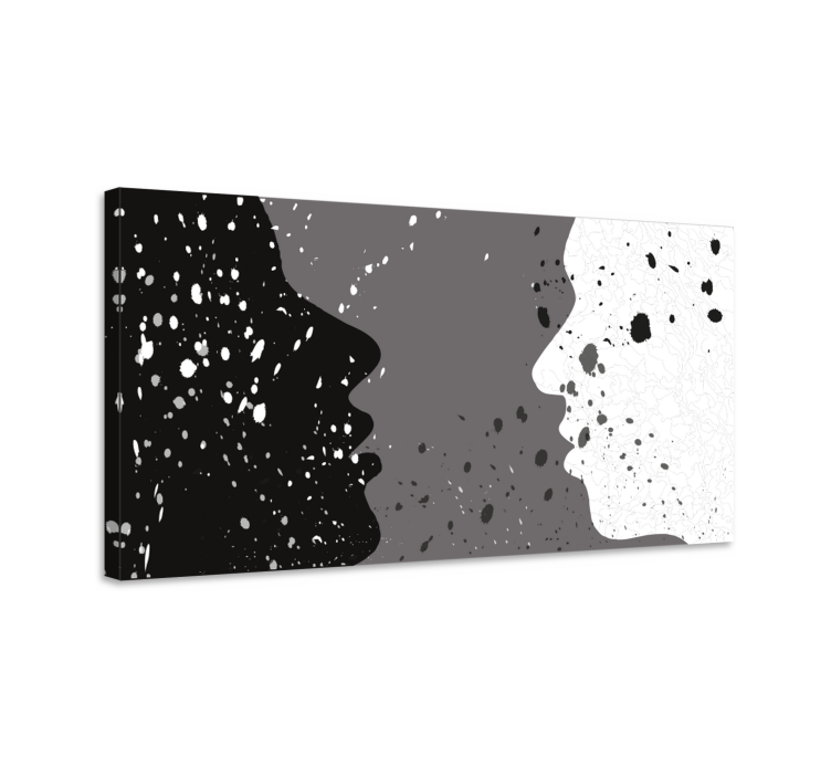 White and dark half face people canvas print - TenStickers