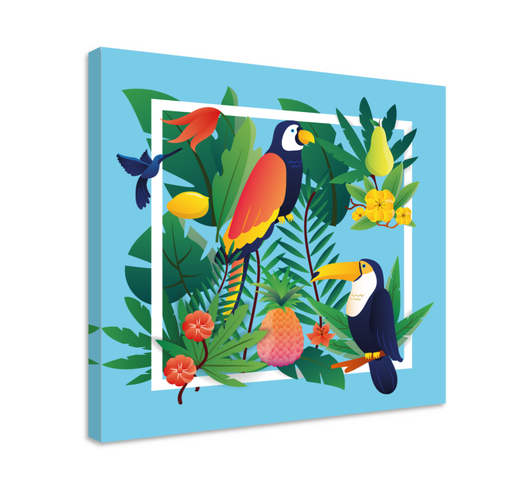 Tropical birds with fruits bird canvas art - TenStickers