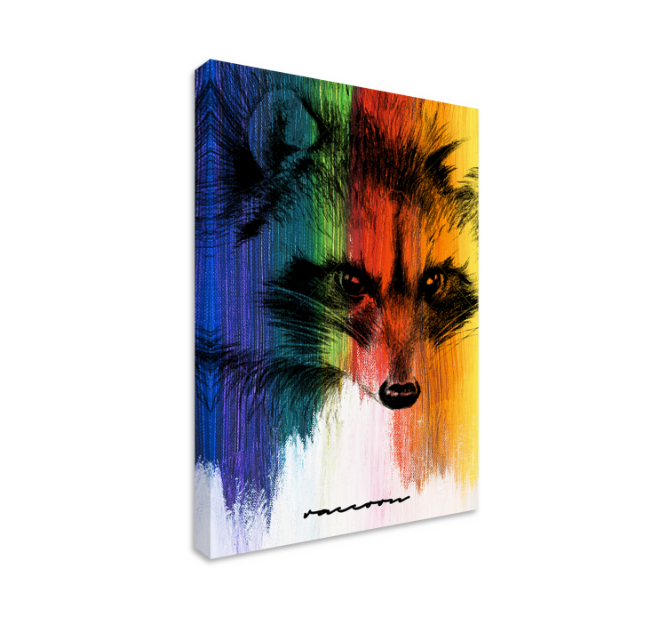 Rainbow Racoon animal canvas prints - TenStickers