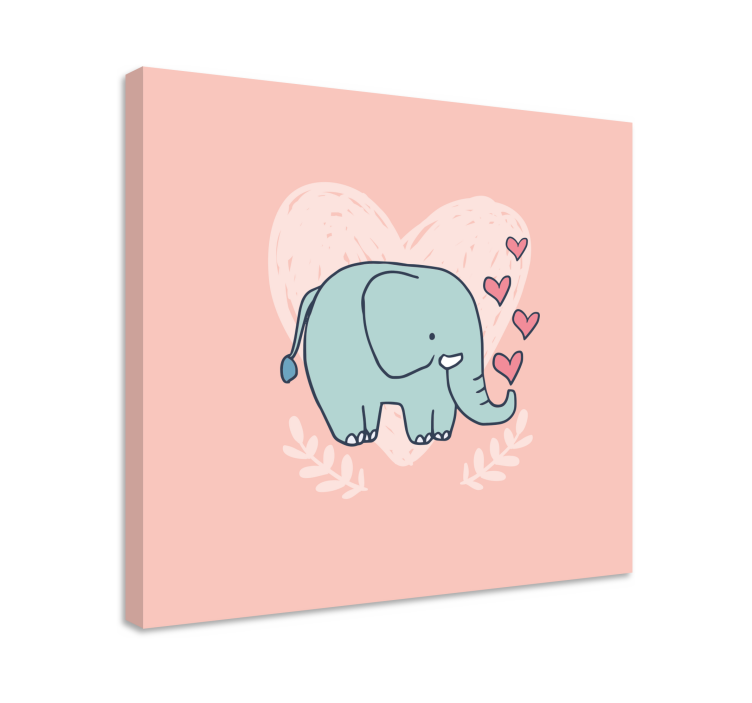Cute elephant blowing hearts  nursery canvas - TenStickers