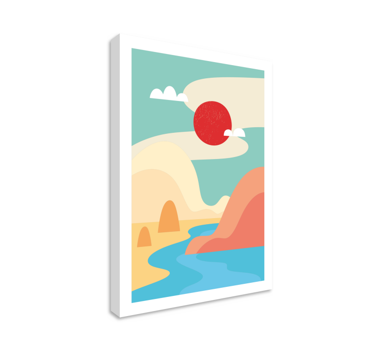 Abstract mountains and river canvas art prints - TenStickers