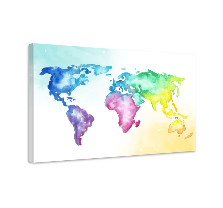 Colourful gradient world map canvas - TenStickers