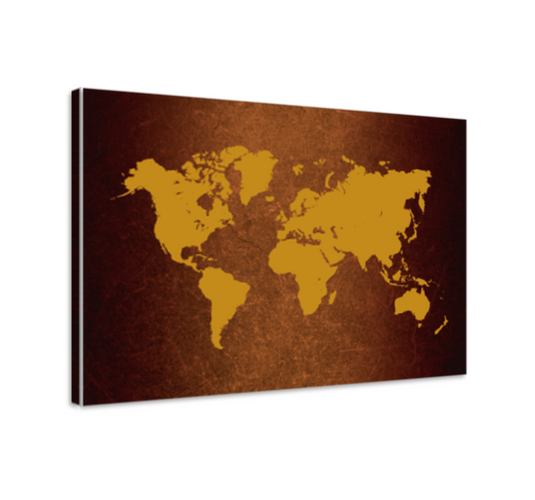 Brown textured world map canvas - TenStickers