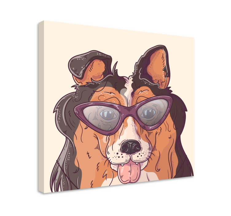 Dog in glasses dog canvas prints - TenStickers