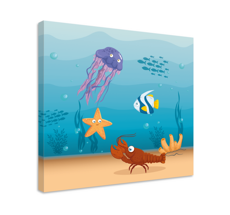 Seaworld life cartoon fish canvas - TenStickers