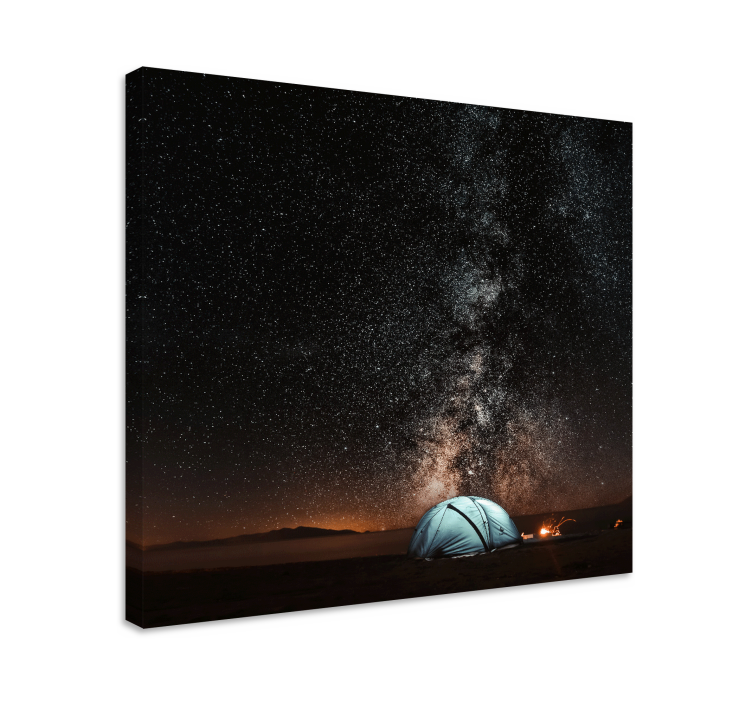 Night camping in mountain landscape canvas - TenStickers