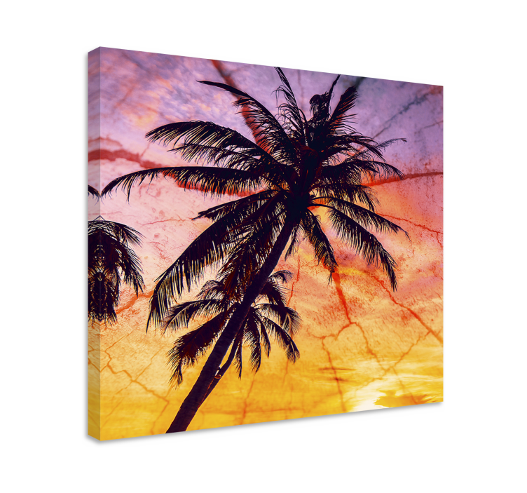 Flowers canvas silhouetted palm trees art print - TenStickers