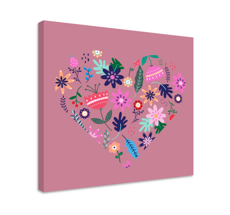 Flowers canvas heart flower arrangement - TenStickers