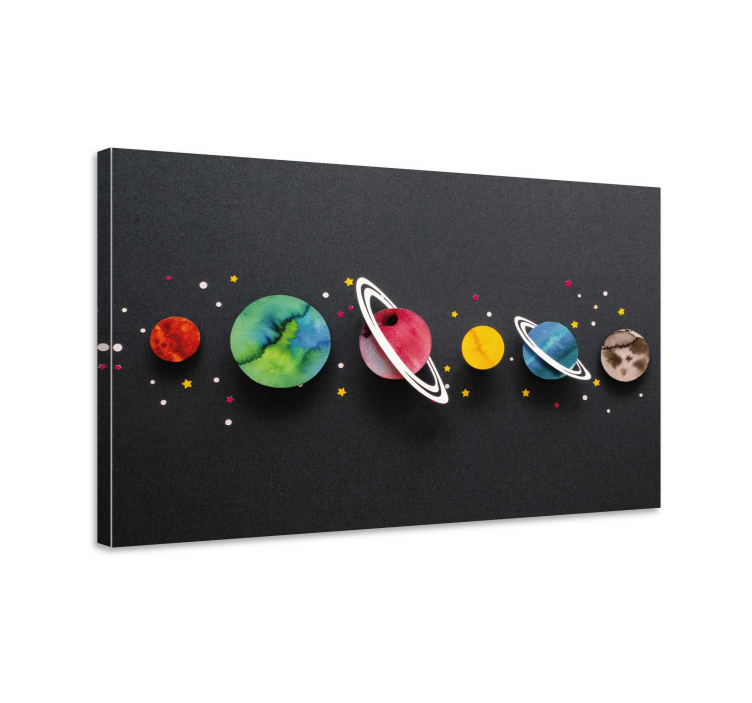 Cartoon planets in line nursery canvas - TenStickers