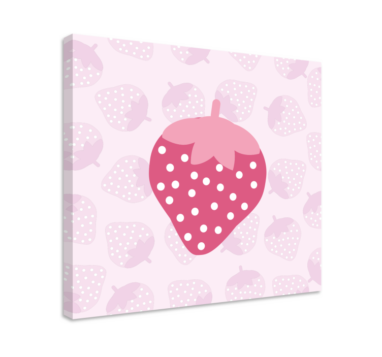 Modern pink strawberries fruit canvas - TenStickers