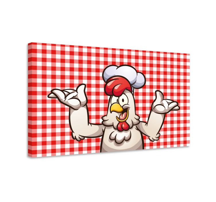 Cartoon chicken cook bird canvas art - TenStickers
