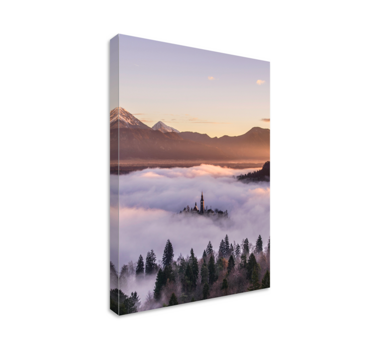 Enchanting mountain castle landscape canvas - TenStickers