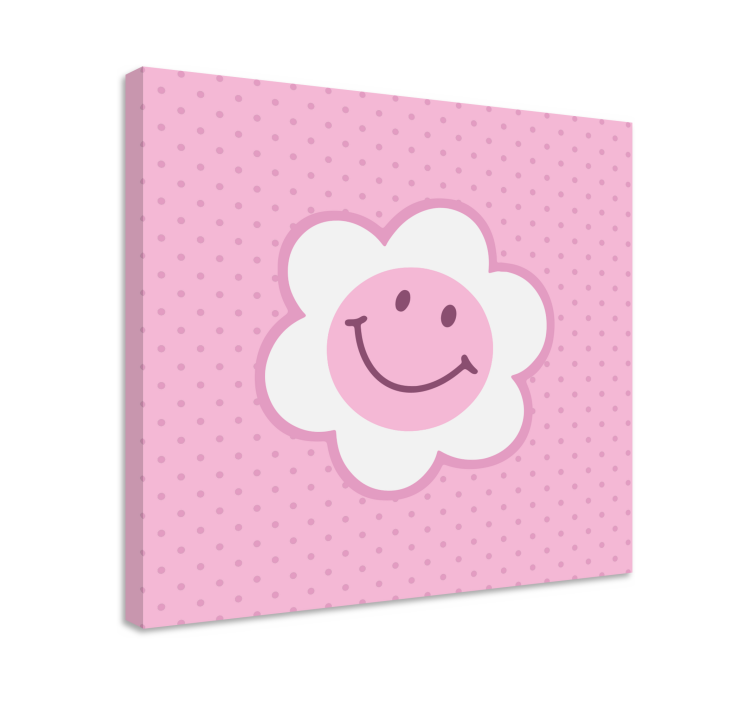 Flower pink and white smiley face canvas - TenStickers