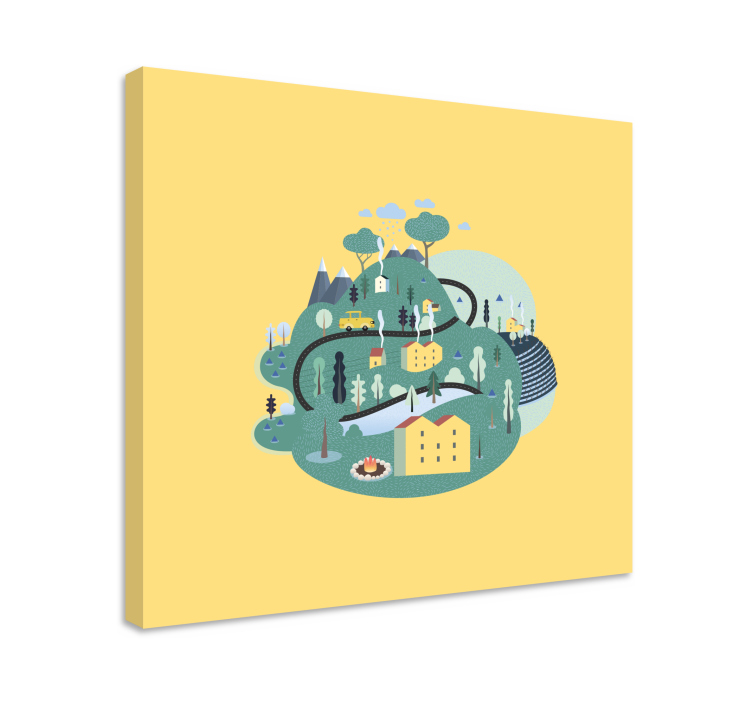 Cityscape wall art charming countryside view - TenStickers