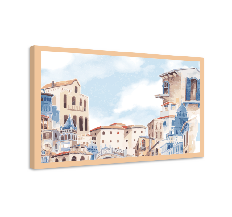 Charming coastal village cityscape wall art - TenStickers