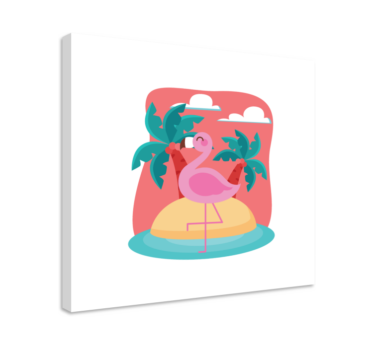 Flamingos on an island kitchen wall print - TenStickers