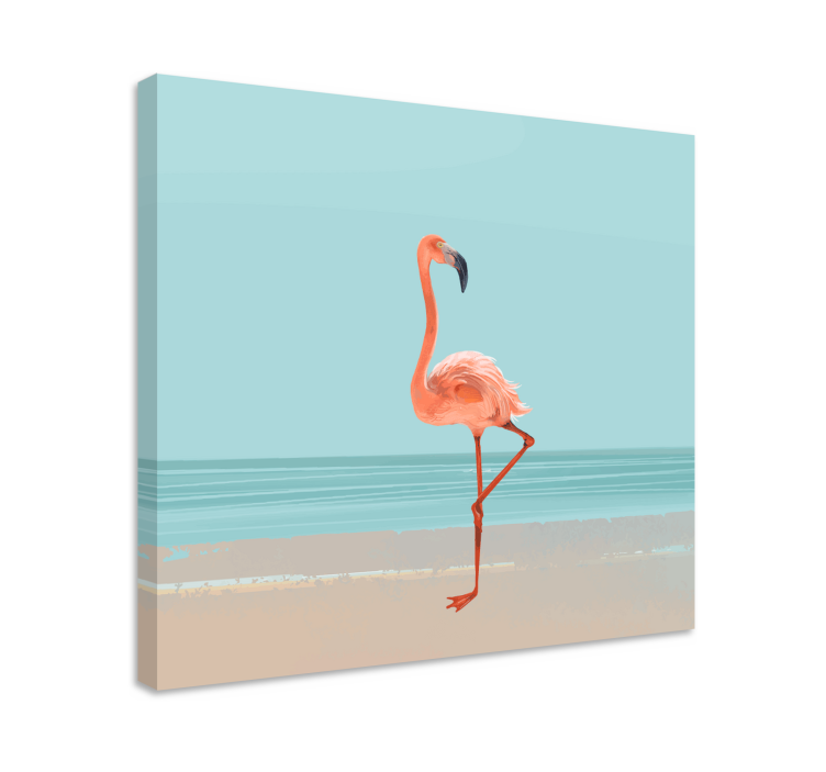 Flamingo picture on sand canvas wall art - TenStickers
