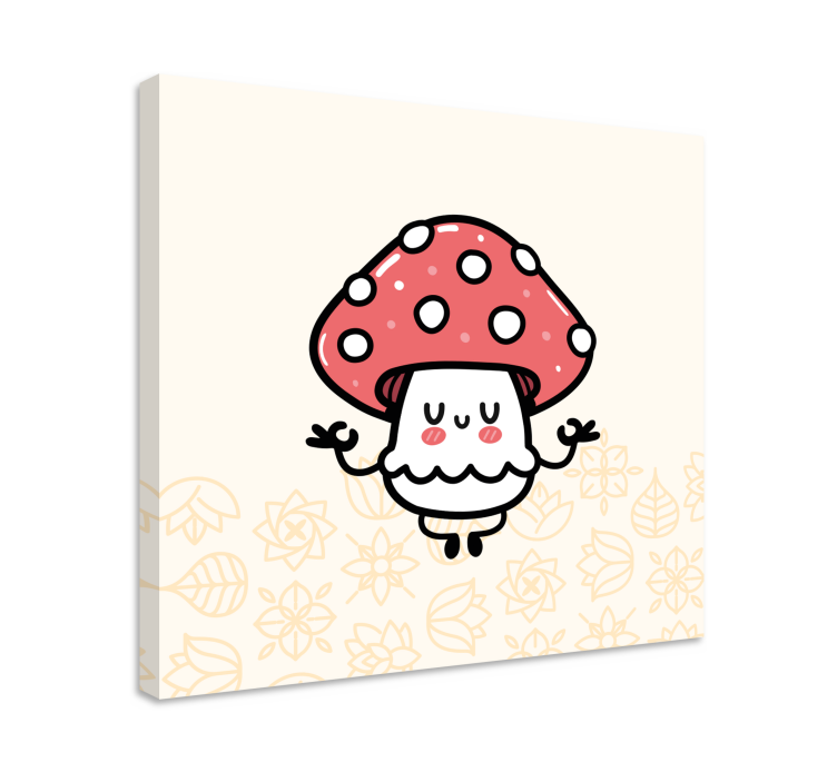 Dinosaur canvas wall art cute mushroom design - TenStickers