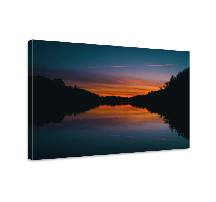 Landscape canvas of serene sunset reflection - TenStickers
