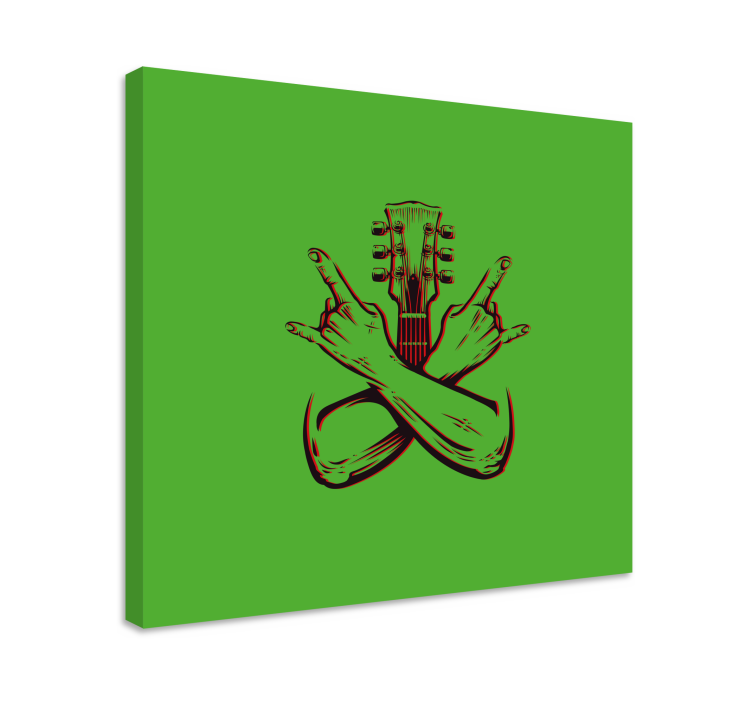 Music canvas art guitar hand sign - TenStickers
