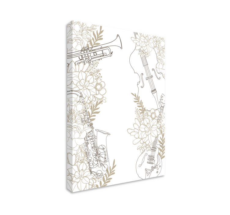 Music canvas art musical instruments floral design - TenStickers