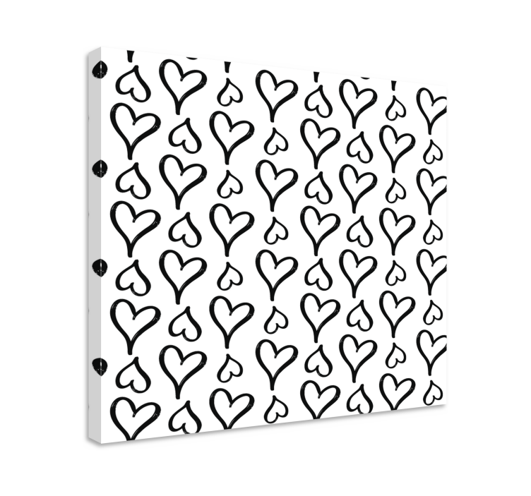 Black illustrated heart icons canvas art prints - TenStickers