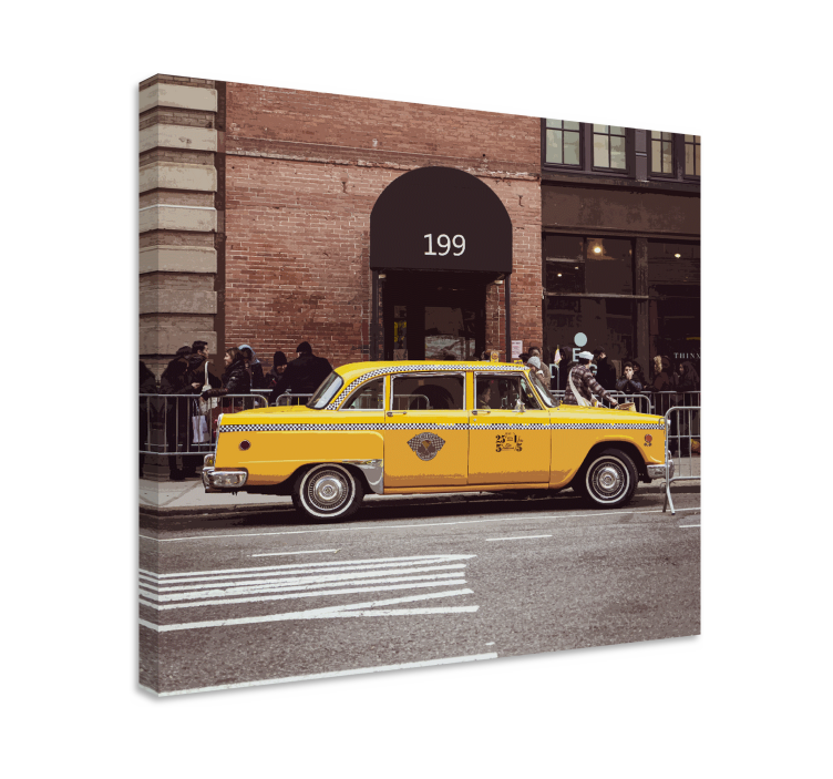 Cityscape wall art featuring yellow taxi cab - TenStickers
